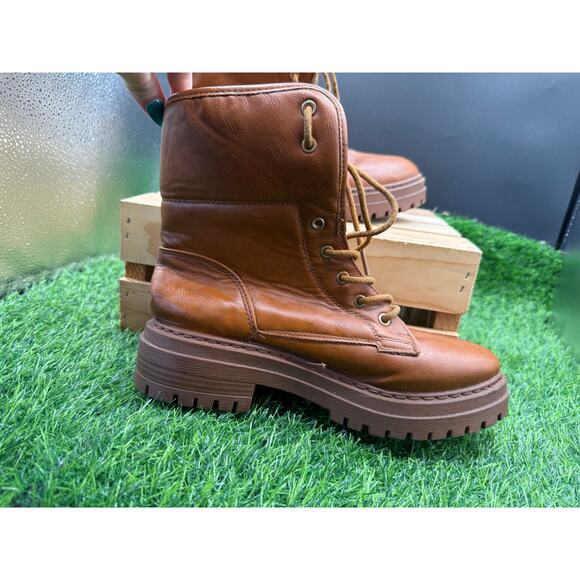 Rock & Candy- Brown Leather- Combat Boots- Size 7.5W - Picture 3 of 10